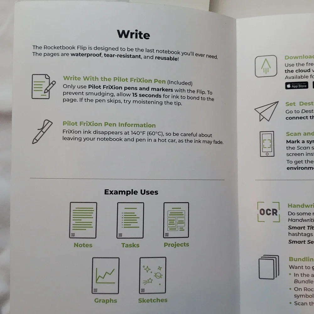 RocketBook Flip Erasable Rewritable Notepad FriXion Pen